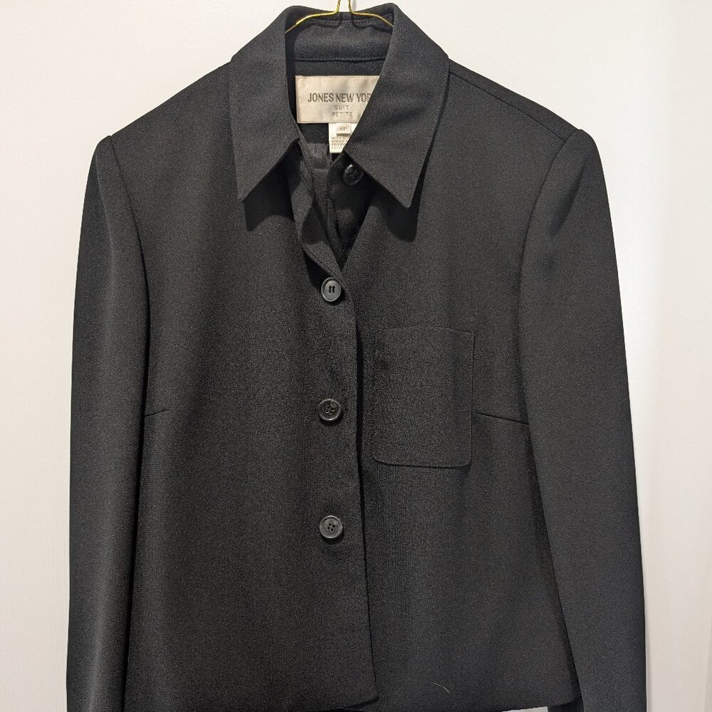 Jones New York Black Lightweight Jacket with pants set 4 Petite